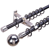 布艺罗马杆窗帘杆子双杆不锈钢黑色简约纳米加厚静铁艺