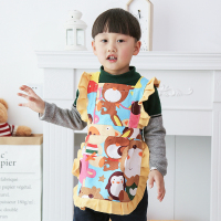 春秋薄款儿童无袖罩衣背带式家用宝宝吃饭棉麻背带围裙小朋友围兜