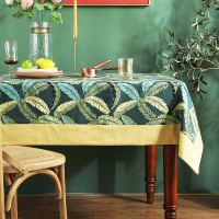 美式乡园桌布可折叠伸缩桌椭圆形棉麻家用长方形茶几餐桌布艺