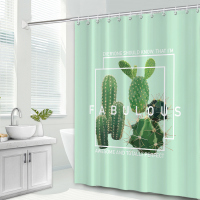 北欧风浴帘套装免打孔浴室帘防水加厚卫生间洗澡隔断帘涤纶挂帘子