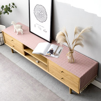 北欧电视柜布盖布茶几防尘罩长方形格子桌布布艺小方格棉麻小清新