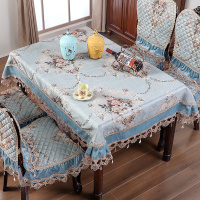 餐桌椅套布艺套装 餐椅套简约现代餐桌椅子套罩棉麻格子桌布欧式