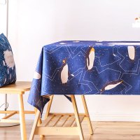 北欧桌布防水防油免洗防烫儿童台布蓝色棉麻亚麻茶几餐桌布艺