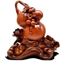 美帮汇福禄有余家居木纹葫芦摆件 乔迁开业礼品生日寿礼