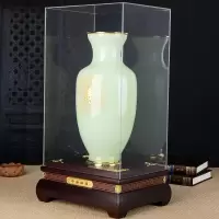 美帮汇平安青玉花瓶摆件琉璃玉工艺品花瓶客厅老板办公室酒柜装饰品