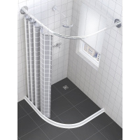 美帮汇磁性浴帘弧形浴帘杆浴帘套装免打孔干湿分离隔断帘浴室淋浴防水布