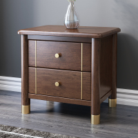 权夫人新中式现代实木床头柜轻奢胡桃木新中式简约床边收纳柜储物一体柜