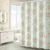 美帮汇浴间浴帘杆套装免打孔卫生间防水布洗澡间帘淋浴房挂帘厕所窗帘