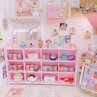 美帮汇 桌面收纳盒九格手账和纸胶带收纳架盲盒展示柜化妆品