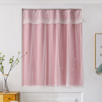 美帮汇送粘贴轨道免打孔魔术贴安装款镂空星星遮光窗帘布纱一体挂钩