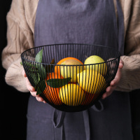 美帮汇北欧风格水果盘沥水篮客厅茶几家用铁艺水果篮创意现代零食盘