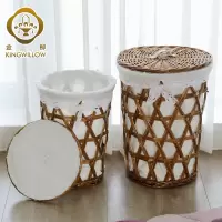 美帮汇火锅店衣服收纳筐镂空脏衣服收纳脏衣篮柳编藤编收纳篮酒店实体店