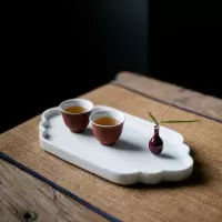 美帮汇仿古海棠壶承白瓷茶盘干泡盘茶道养壶陶瓷茶垫壶托壶承垫干泡台