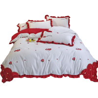 美帮汇被套四件套风 少女简约北欧款床单带荷叶边被套韩式仙女白