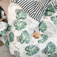 美帮汇全棉活性13372四件套全棉简约田园被套床单1.8m床品三件套