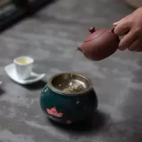 美帮汇陶瓷茶渣桶茶洗水盂霁青手工拉花茶道配件功夫茶具干泡台茶渣缸