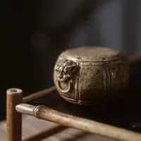美帮汇椒图石鼓盖置陶瓷盖托壶盖架人文茶道圆形鼓型壶盖托盖子架