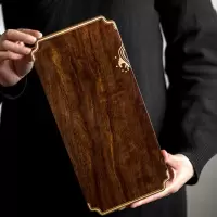 美帮汇镶铜黑檀木干泡盘实木小茶盘壶承功夫茶具简约家用干泡台