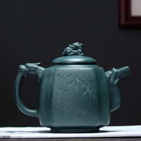美帮汇绿泥四方饮和壶宜兴紫砂壶茶具全手工名家茶壶四方龙尊方壶