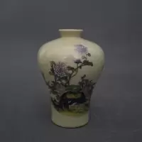 美帮汇景德镇仿古陶瓷器雍正粉彩菊花鸟图梅瓶家居装饰摆件展柜收藏做旧