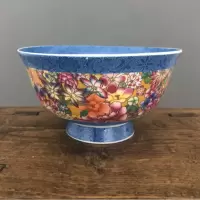 美帮汇清乾隆粉彩万花薄胎餐具饭碗景德镇仿古陶瓷家居装饰摆件收藏古玩