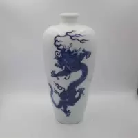 美帮汇景德镇仿古瓷康熙青花龙纹梅瓶全手工手绘花瓶中式展柜博古架摆件