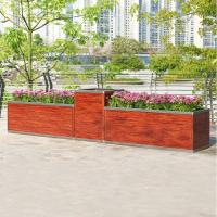 汐岩铝合金仿防腐木花盆户外景观实木花箱 户外公园防腐木花箱定做