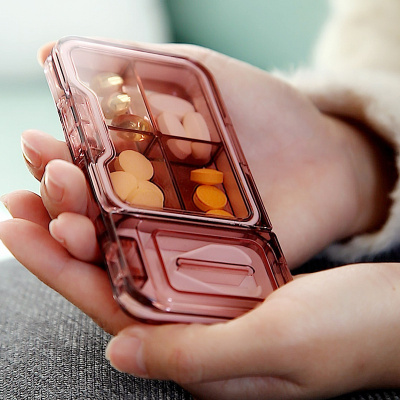 美帮汇便携药盒大容量分装随身可切割密封小号迷你防潮智能整理药盒