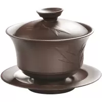 美帮汇原矿紫砂盖碗 功夫茶具手工老紫泥三才碗茶道配件茶杯套装