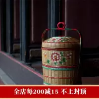 美帮汇手绘春盛竹篮手工竹编篮子收纳篮储物篮花篮潮州传统婚嫁竹艺摆件