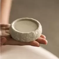 美帮汇浮盖置陶瓷盖托湖田窑青釉茶道配件手工刻壶托杯垫杯托茶托