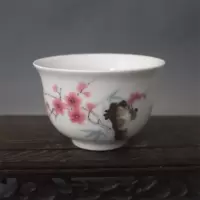 美帮汇景德镇仿古陶瓷珍品水点梅花杯子家居装饰桌面摆件收藏茶具