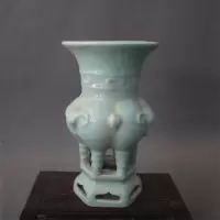 美帮汇特卖景德镇仿古陶瓷宋汝窑天青釉三羊尊家居装饰展柜摆件做旧收藏