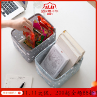 美帮汇家居棉麻布艺收纳篮桌面梳妆台化妆品收纳盒办公桌文具置物收纳筐