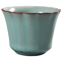 美帮汇汝窑茶杯汝瓷功夫茶具套装开片陶瓷主人杯茶道单杯大号品茗杯