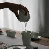 美帮汇洒金陶瓷整套白瓷功夫茶具盖碗茶杯杯垫家用6人套装茶具礼盒装