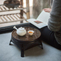 美帮汇竹编收纳篮小茶台小茶桌漆器功夫茶具茶盘茶台楠竹带盖茶器收纳盒