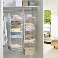 美帮汇可悬挂衣物厨柜组合收纳架塑料整理架置物架储物挂袋挂架衣柜层架
