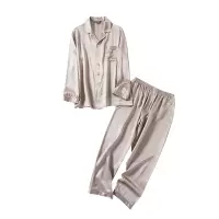 美帮汇100男士重磅19姆米真丝睡衣套长袖套装桑蚕丝家居服两件