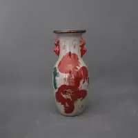 美帮汇景德镇仿古陶瓷乾隆粉彩太狮少保花瓶家居装饰摆件展柜收藏做旧