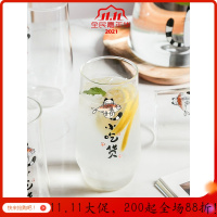 美帮汇喵食记日式茶杯套装家用客厅喝水杯子6只装 玻璃杯简约透明牛奶杯