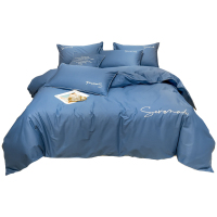 美帮汇四件套男士简约全棉全棉被套北欧风 欧式床单一米八床上被罩 床套