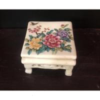美帮汇民国粉彩牡丹花四方桌怀旧仿古做旧家居装饰摆件小玩玉收藏古典