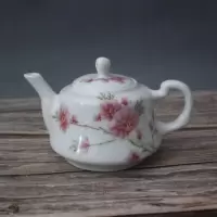 美帮汇怀仁堂1962年粉彩桃花茶壶景德镇仿古陶瓷茶具摆件收藏