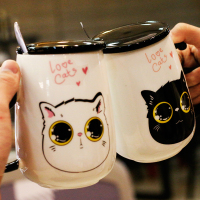 美帮汇茶杯情侣水杯家用马克杯带盖勺陶瓷杯男女闺蜜信物姐妹一对杯