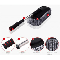 美帮汇专用汽车清洁伸缩拖把加长密棉线蜡拖扁 洗车除尘拖布 掸子擦车刷