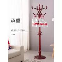 汐岩实木衣帽架落地卧室挂衣架单杆立式放衣服的架子简约现代收纳包架