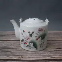 美帮汇清光绪粉彩荷花鸳鸯茶壶家居桥梁壶茶具家居装饰景德镇仿古陶瓷