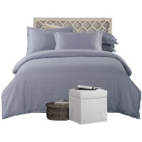 美帮汇四件套酒店用床上全棉被套缎纹床单宾馆民宿被罩单人三件套灰