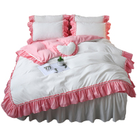美帮汇公主款四件套带裙边韩式风床罩裙式被套床群 床裙 荷叶边